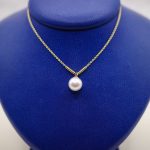 Cultured Pearl (7.5-8mm) Pendant on 18kt Yellow Gold (18") Chain