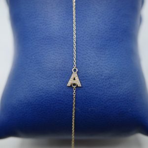 14kt Yellow Gold Diamond "A" Charm Bracelet