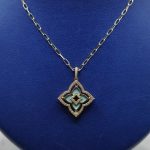 Turquoise (0.89 ctw) and Diamond (0.46 ctw) Pendant Set in 14kt Yellow Gold on 14kt Yellow Gold Chain