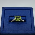 Peridot Yellow (2.3 ctw) Emerald Cut Set in 14kt Yellow Gold Ring with Diamonds