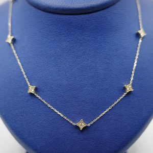 Diamond Rounds (0.25 ctw) Set in 14kt Yellow Gold on 18" Yellow Gold Chain