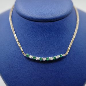 Diamond (0.34 ctw) and Emerald (0.38 ct) Necklace in 14kt Yellow Gold