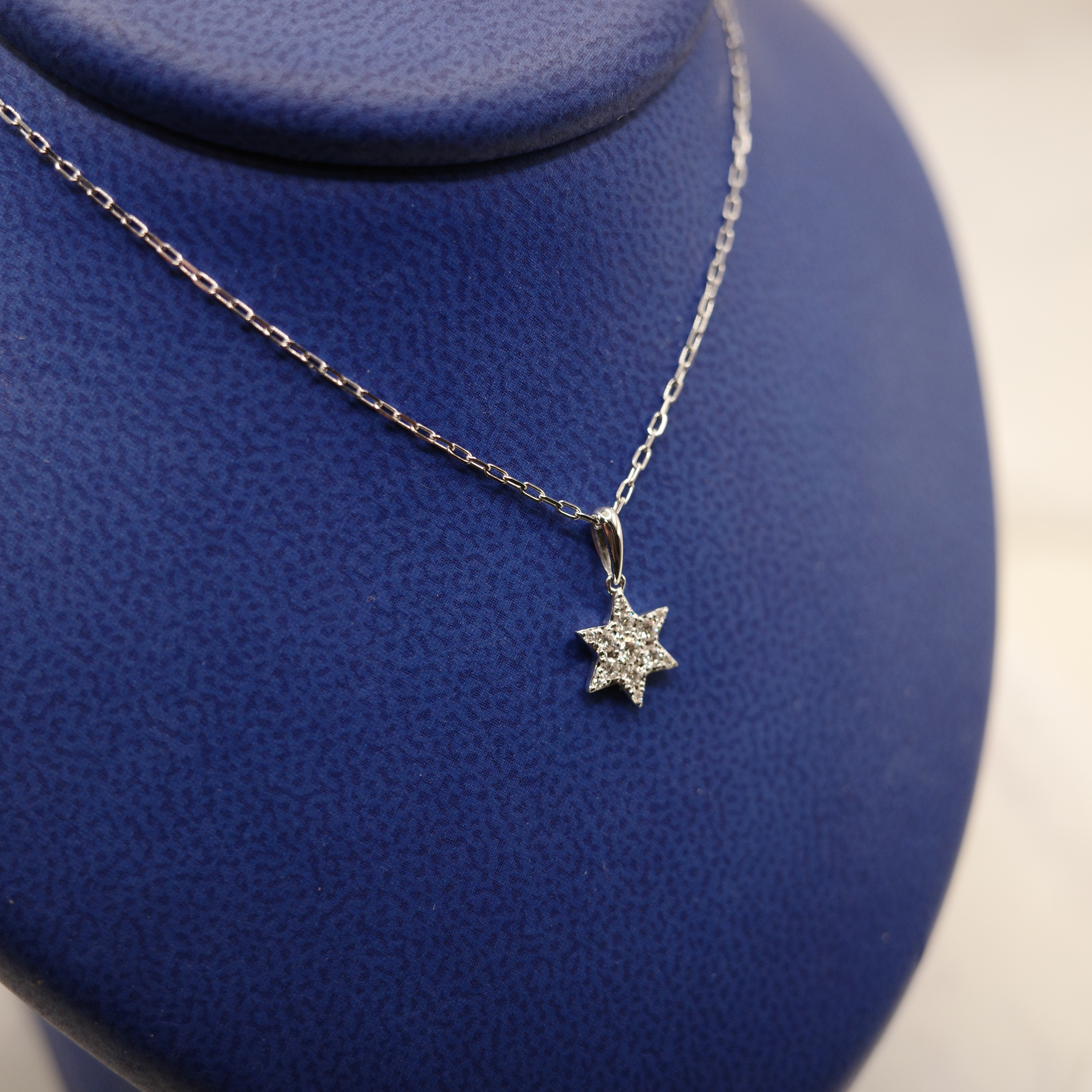 Diamond (0.14 ctw) Star Pendant Set in 14kt White Gold on 14kt White Gold 18" Chain