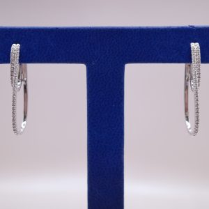 Diamond (0.55 ctw) Double Hoop Earrings in 14kt White Gold