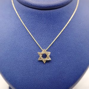 6-Pointed Star Pendant with Diamonds (0.22 ctw) Set in 14kt Yellow Gold on 16" 14kt Yellow Gold Chain