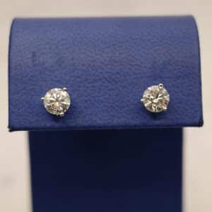 Diamond Stud Earrings (1.20 ctw Each) Set in 14kt White Gold