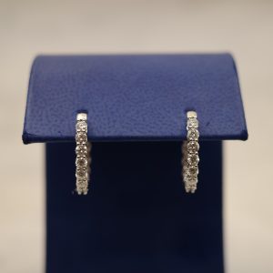 Diamond (1.51 ctw) and 14kt White Gold Hoop Earrings