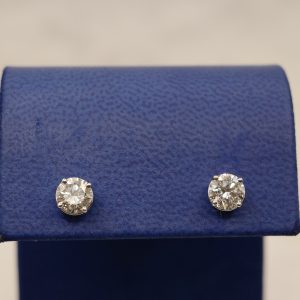 Diamond Stud Earrings (1.65 ctw, H color, SI1 clarity) Set in 14kt White Gold