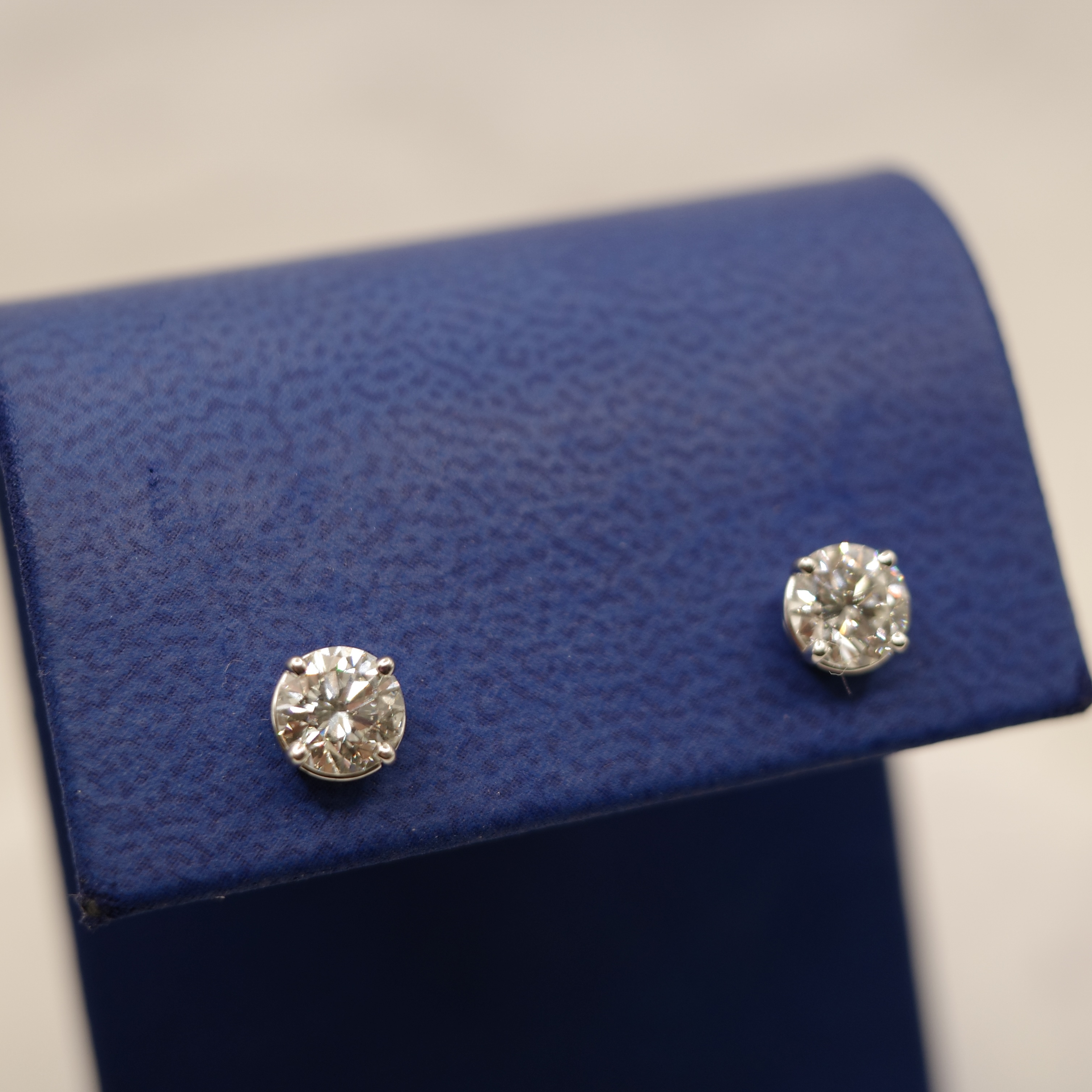 Diamond Stud Earrings (1.65 ctw, H color, SI1 clarity) Set in 14kt White Gold