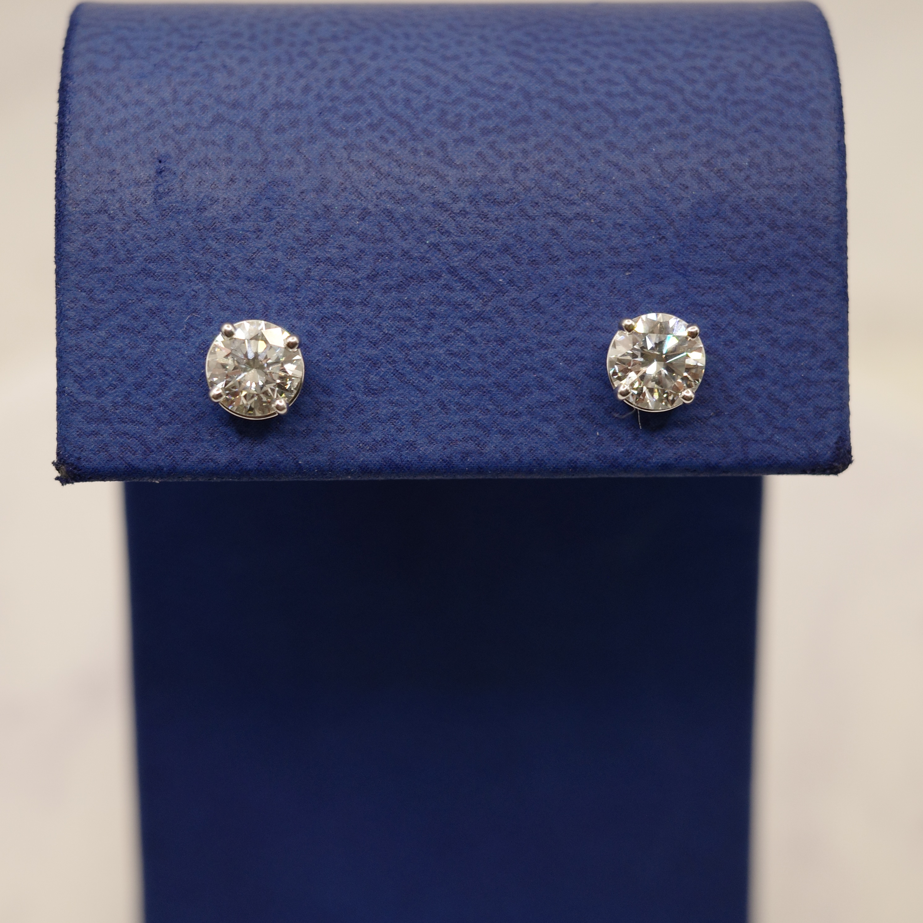 Diamond Stud Earrings (1.65 ctw, H color, SI1 clarity) Set in 14kt White Gold