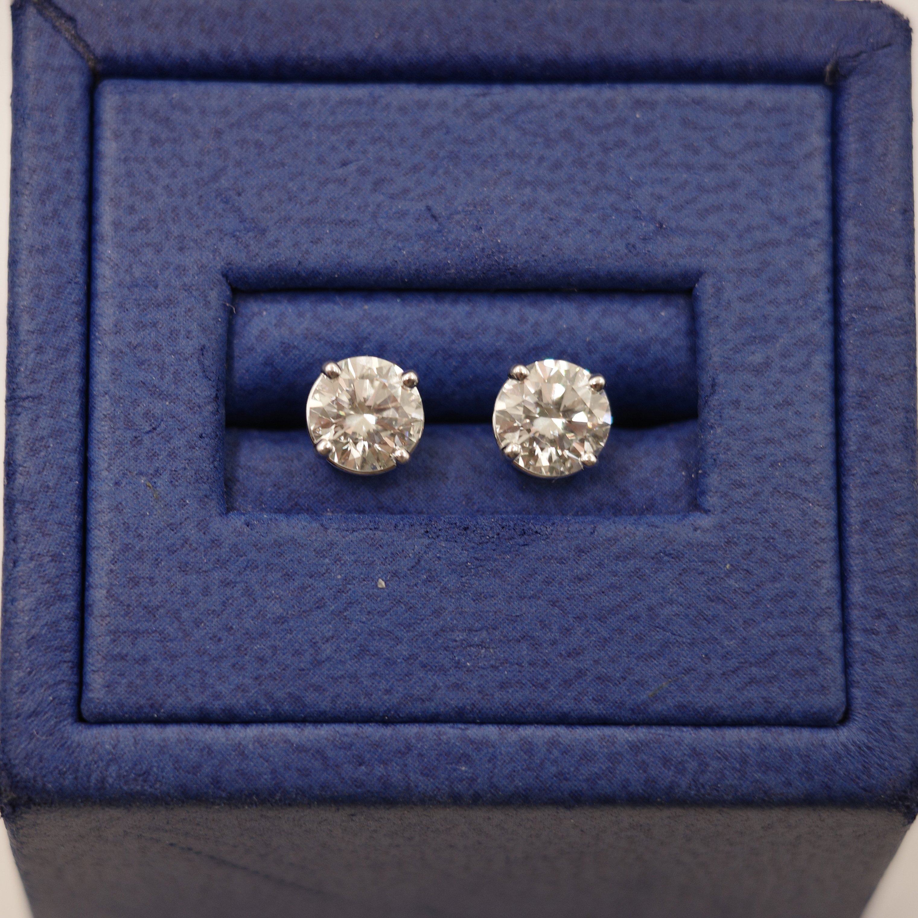 Diamond Stud Earrings (1.65 ctw, H color, SI1 clarity) Set in 14kt White Gold