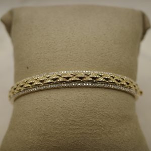 14kt Yellow Gold Braided-pattern Bracelet with Diamonds