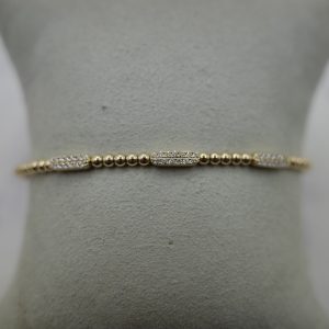 Diamond (0.23 ctw) and 14kt Yellow Gold Bangle Bracelet