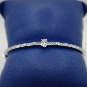 Diamond (0.68 ctw) and 14kt White Gold Bangle Bracelet