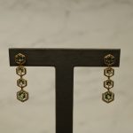 Tourmaline, Sapphire, and Diamonds Set in 18kt Yellow Gold Dangle Earrings